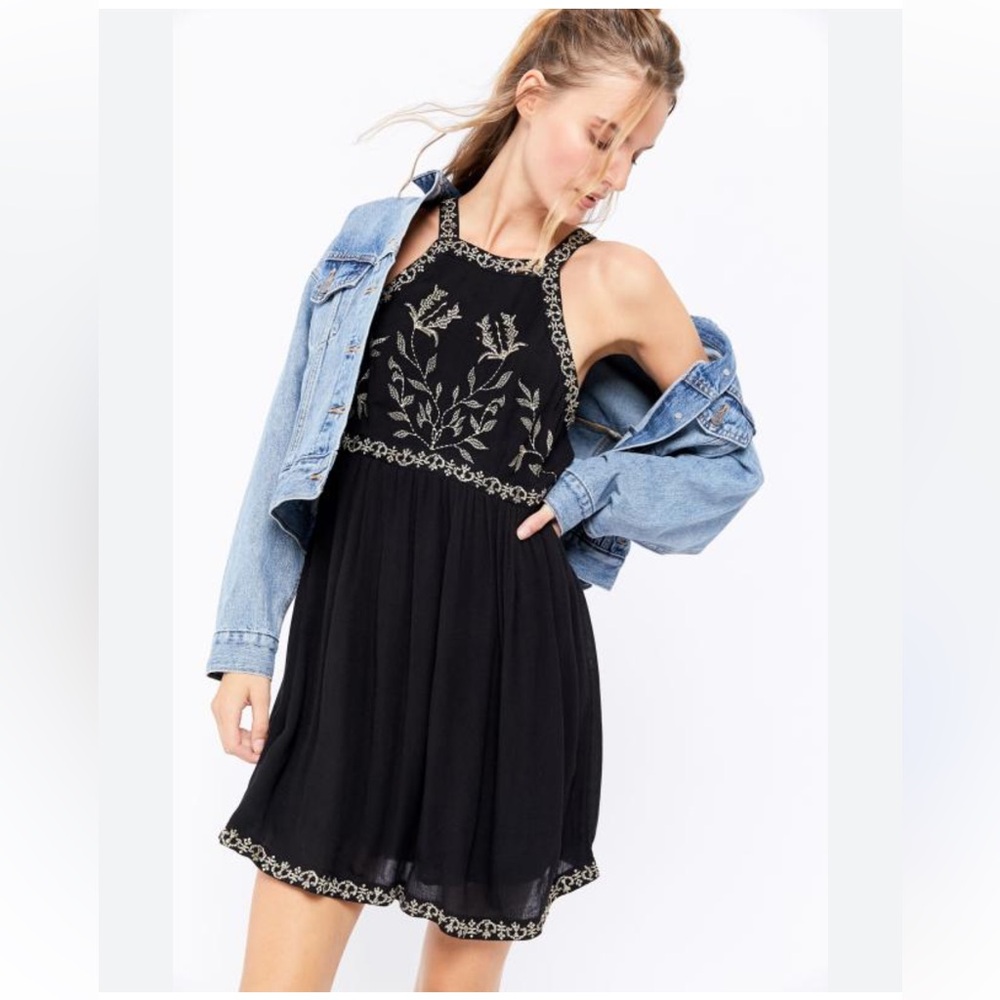 High neck mini dress